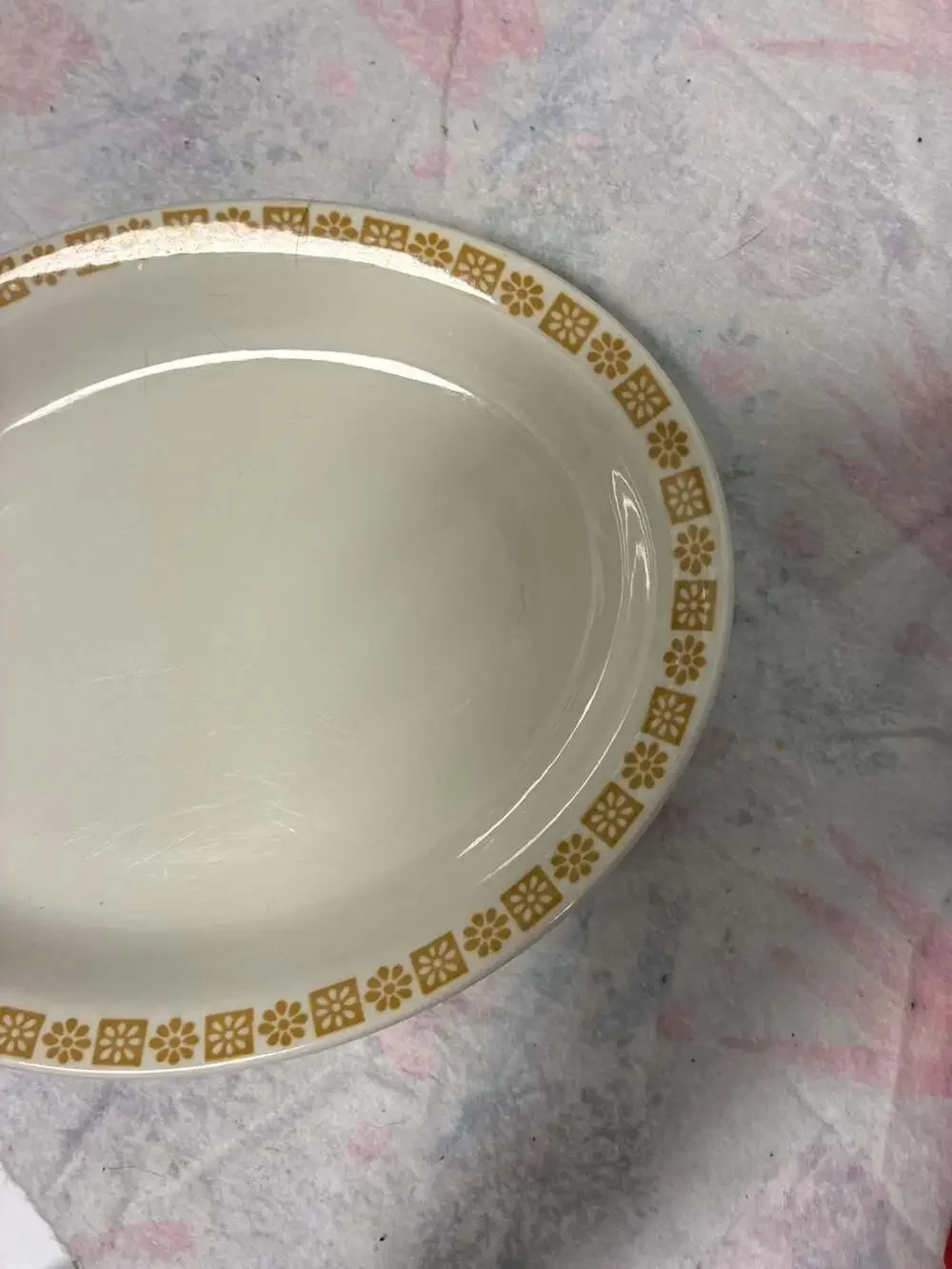 Vintage Shenango China Oval Serving Platter Yellow Daisy Pattern